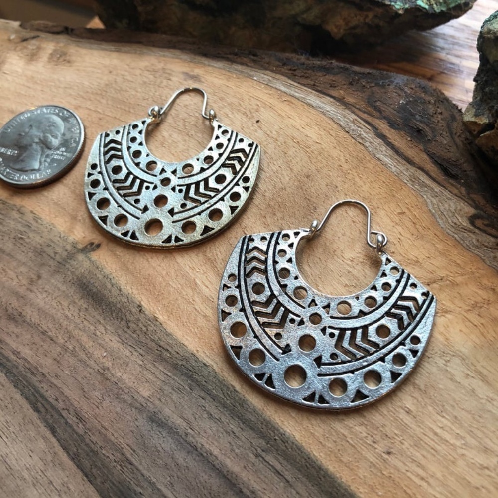 Brand New White Steel Modern Hoop Earrings